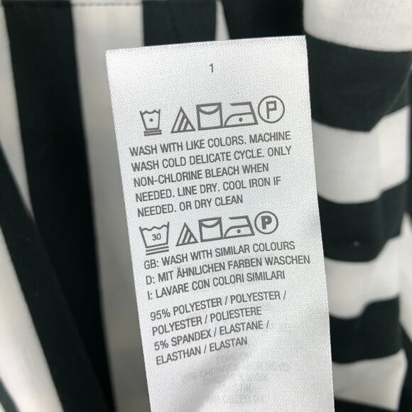 Attitudes By Renee Short Sleeve Cover Up Dress Womens Sz L Black White Striped - Picture 6 of 6